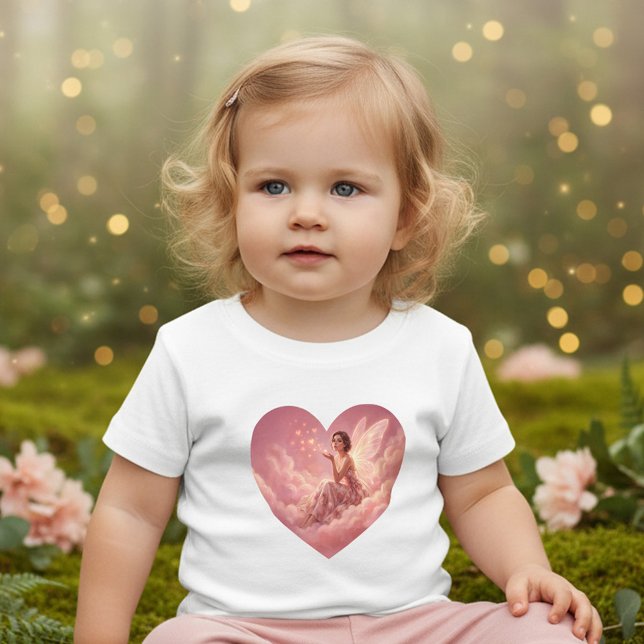 Valentine Fairy on Pink Clouds Fantasy Art Kleinkind T-shirt (Von Creator hochgeladen)