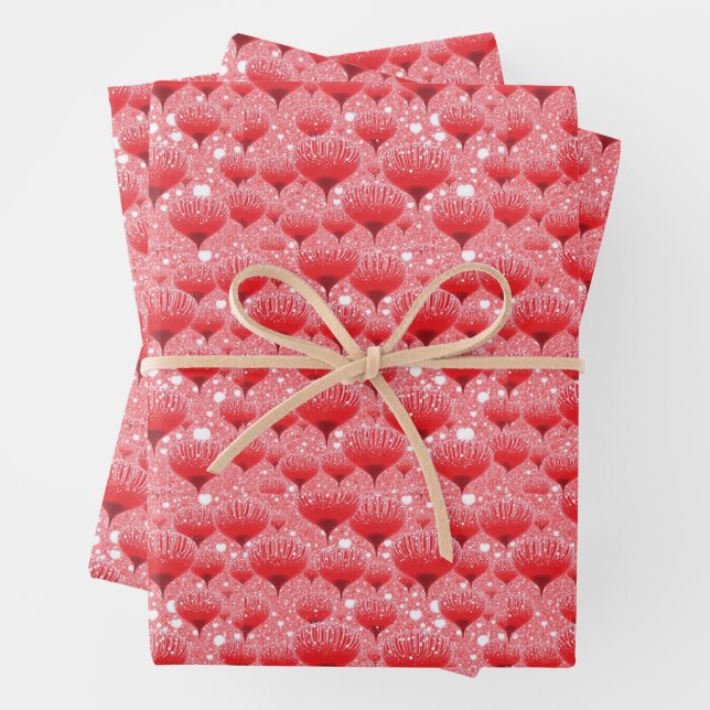 Valentine Fantasy Blume Rot und Weiß Geschenkpapier Set (Beispiel)
