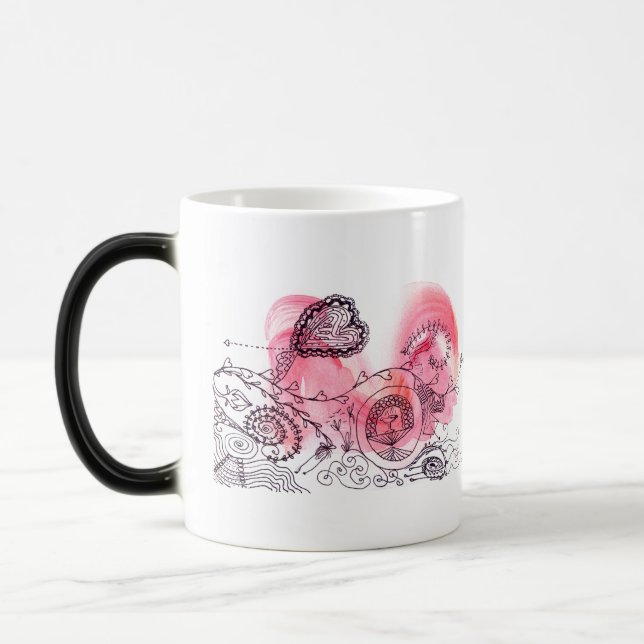 Valentine Fantasy Race Cars Pinks und Reds Verwandlungstasse (Links)