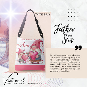 Valentine Father & Son Gnome Hearts Tote Bag Tragetaschen Mit Langen Trägern