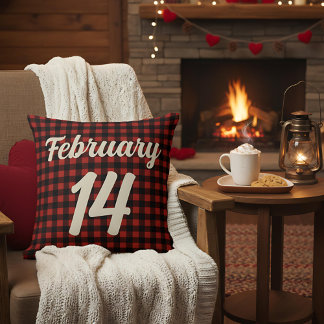 Valentine February 14 Red and Black Plaid Gingham Kissen