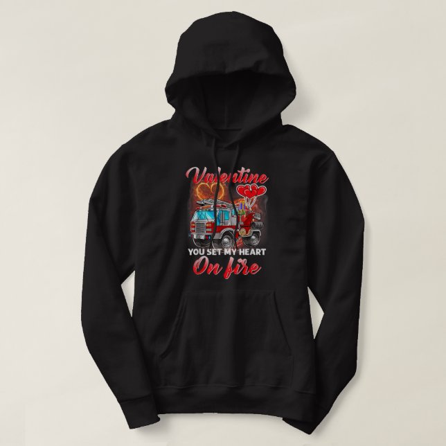 Valentine Feuerwehrmann, den du mir mein Herz auf  Hoodie (Design vorne)