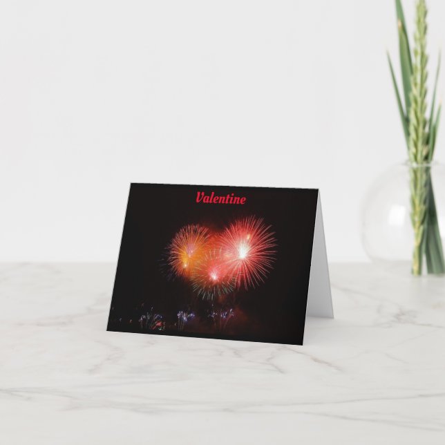 Valentine Fireworks Faltenkarte Feiertagskarte (Vorderseite)