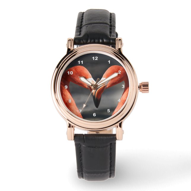 Valentine Flamingo Armbanduhr (Vorderseite)