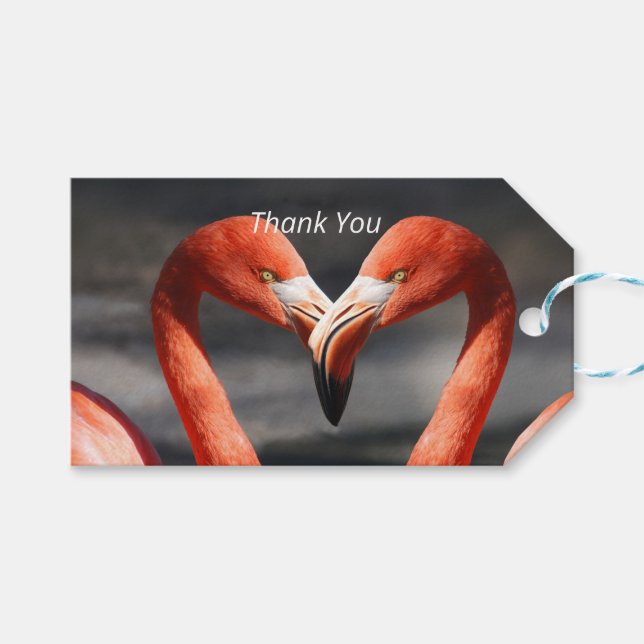 Valentine Flamingo Geschenkanhänger (Vorderseite (Horizontal))