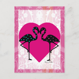 Valentine Flamingos Post Card Feiertagspostkarte