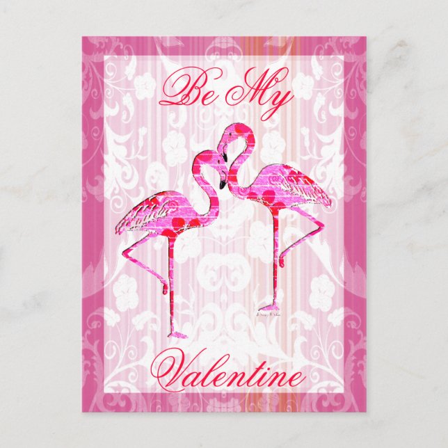 Valentine Flamingos Post Card Feiertagspostkarte (Vorderseite)
