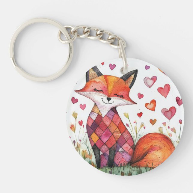 Valentine Fox Card Schlüsselanhänger (Vorderseite)