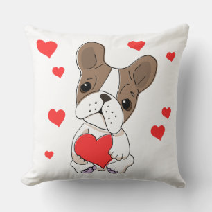 Valentine French Bulldog mit Herz Kissen