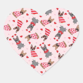 Valentine French Bulldogs Herz-Aufkleber