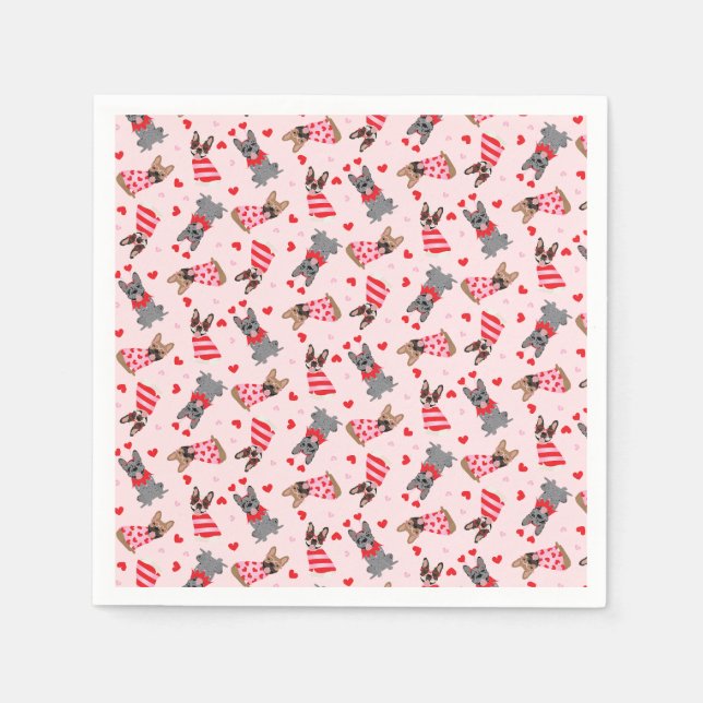 Valentine French Bulldogs Serviette (Vorderseite)