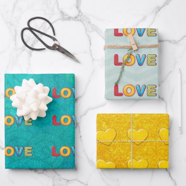 Valentine Fun 3D Mix und Match Geschenkpapier Set (Vorderseite)