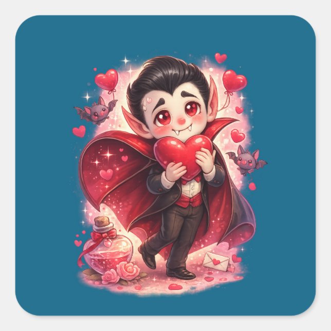 Valentine Funny Dracula Sticker – Cute Love  (Devant)