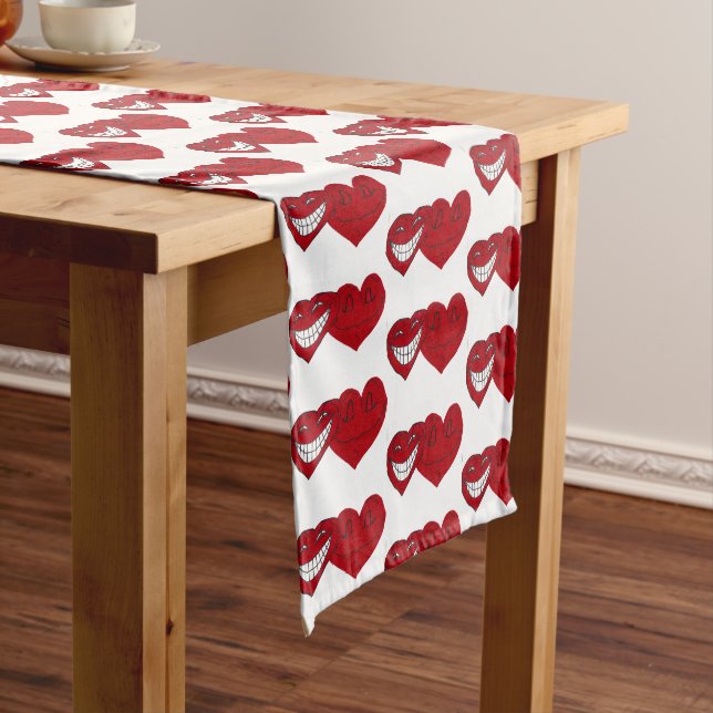 VALENTINE FUNNY HEARTS Table Runner Mittelgroßer Tischläufer (Beispiel)