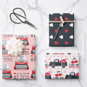 Valentine Funny Niedlich, nur mein Typ Herz LKW Geschenkpapier Set