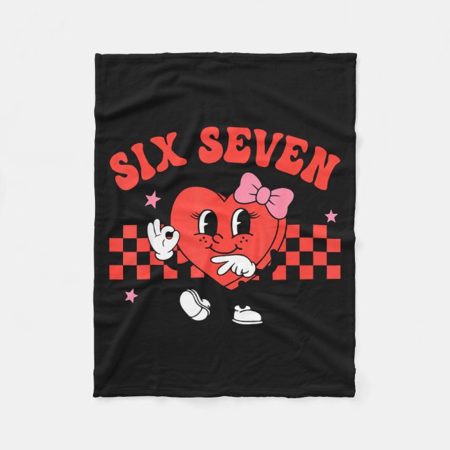 Valentine Funny Six Seven Heart Bow Meme Gen Alpha Fleecedecke (Vorderseite)