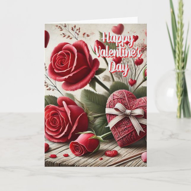 Valentine für Rose der Mama und Herzgrußkarte Karte (Vorderseite)