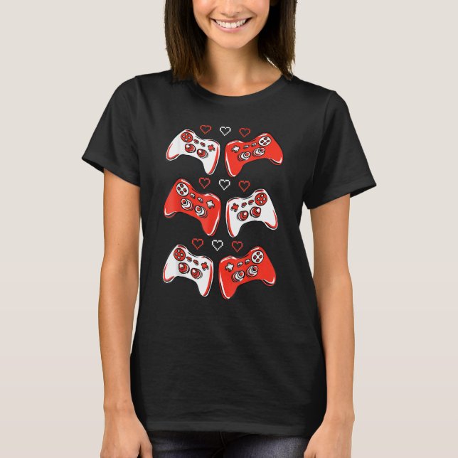 Valentine Games Video Game Controller Heart Gamer T-Shirt (Vorderseite)