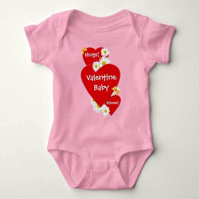 Valentine-Gänseblümchen umarmt Baby Strampler (Vorderseite)