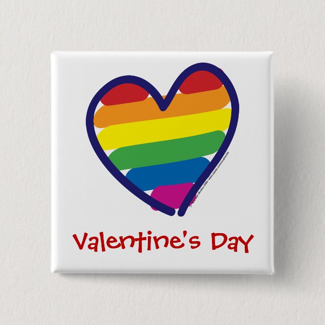 Valentine Gay Pride Rainbow Heart Button (Vorderseite)