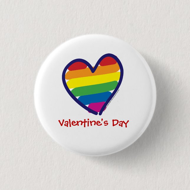 Valentine Gay Pride Rainbow Heart Button (Vorderseite)