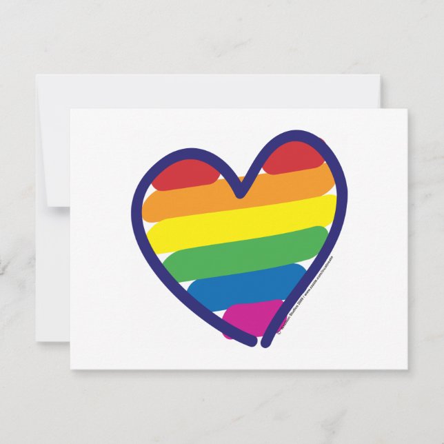 Valentine Gay Pride Rainbow Heart Feiertagskarte (Vorderseite)