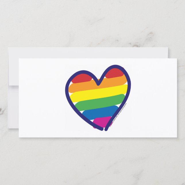 Valentine Gay Pride Rainbow Heart Feiertagskarte (Vorderseite)
