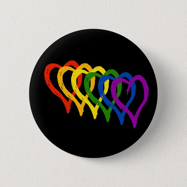 Valentine Gay Pride Rainbow Lagen Herz Button (Vorderseite)