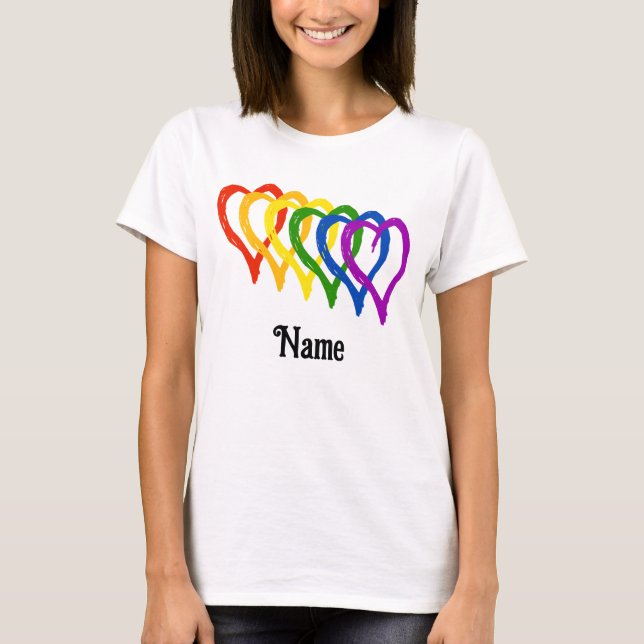 Valentine Gay Pride Regenbogenfarben - individuell T-Shirt (Vorderseite)