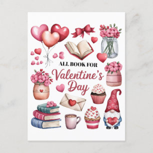 Valentine Gift Alles Buch für Valentinstag Postkarte