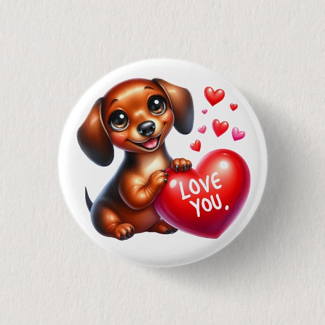 Valentine Gift - Dackel Wonder Dackel Button (Vorderseite)