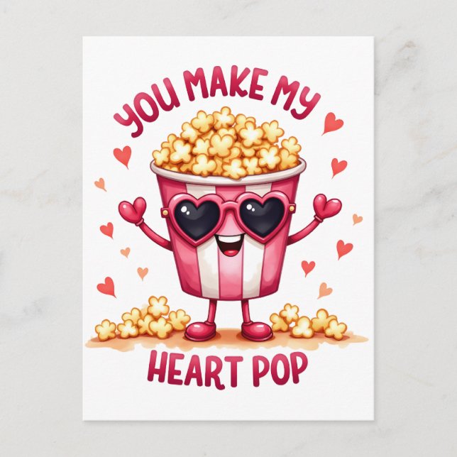 Valentine Gift | Du machst meinen Herz-Pop Postkarte (Vorderseite)