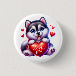 Valentine Gift - Husky Arctic Elegante Button
