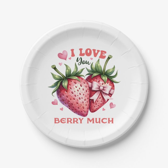 Valentine Gift | Ich Liebe Sie Berry viel Pappteller (Vorderseite)