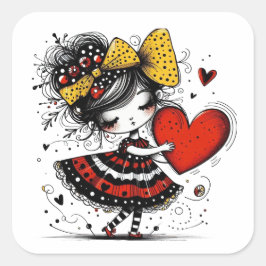 Valentine Girl Art 3 Inch Sticker – Kawaii Love