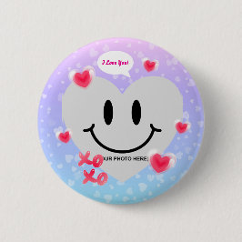 Valentine Glass Heart Balloon Bubblegum Couple Button