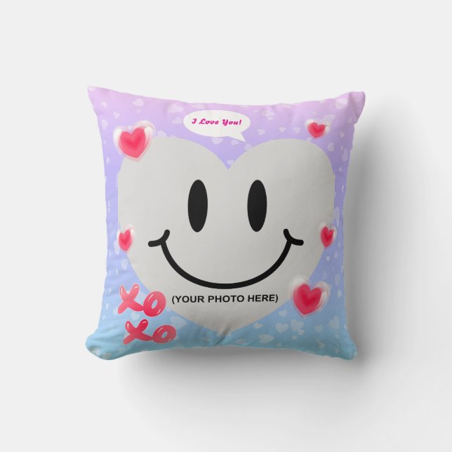 Valentine Glass Heart Balloon Bubblegum Couple Kissen (Vorderseite)
