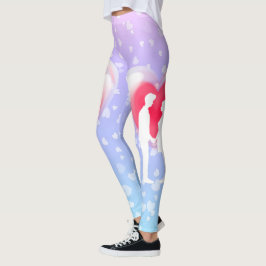 Valentine Glass Heart Balloon Bubblegum Couple Leggings