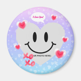 Valentine Glass Heart Balloon Bubblegum Couple Magnet