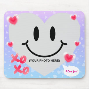 Valentine Glass Heart Balloon Bubblegum Couple Mousepad