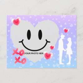Valentine Glass Heart Balloon Bubblegum Couple Postkarte