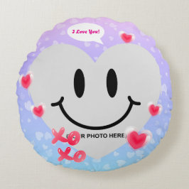 Valentine Glass Heart Balloon Bubblegum Couple Rundes Kissen