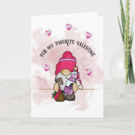 Valentine Gnome, 5 Zoll x 7 Zoll geklappte Grußkar Karte