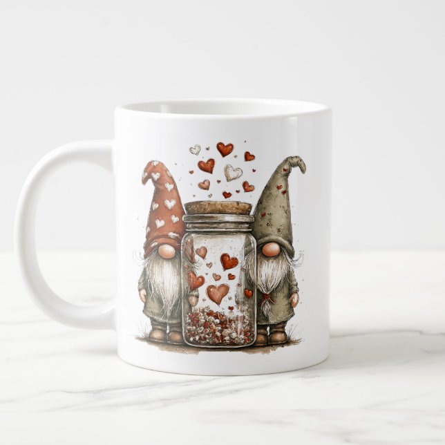 Valentine Gnome Coffee Mug – Cute Love Jar Design Jumbo-Tasse (Links)