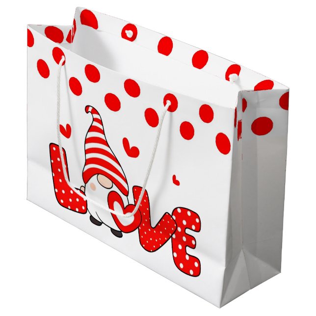 Valentine gnome große geschenktüte (Vorderseite Schrägansicht)