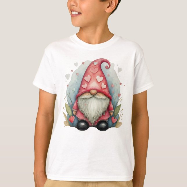 Valentine Gnome in Liebe, Gnome Valentinstag T-Shirt (Vorderseite)