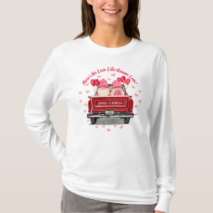 Valentine Gnome Liebe Pink Hearts Couple Names T-Shirt