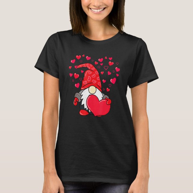 Valentine Gnome Love Heart Happy Valentines Day Wo T-Shirt (Vorderseite)