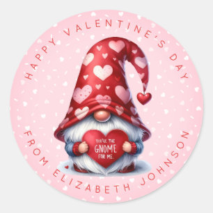 Valentine Gnome Personalisiert Name Round Stickers