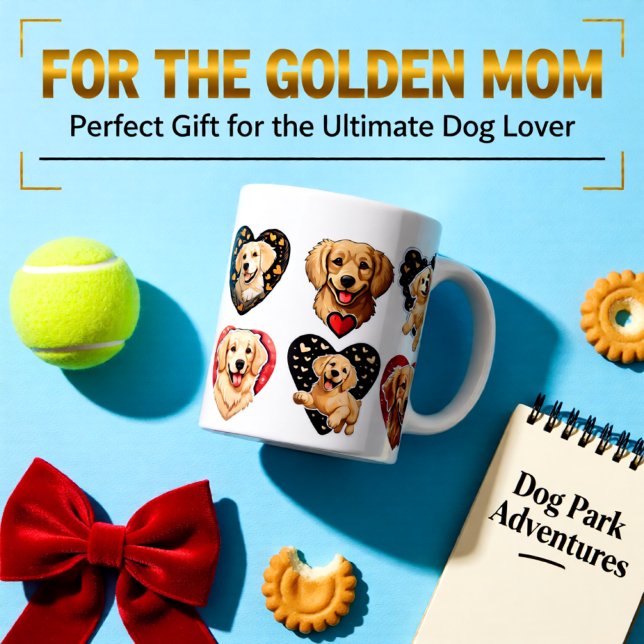 Valentine Golden Retriever Dog Jumbo-Tasse (Valentine Golden Retriever Heart Pattern Cute Dog Giant Coffee Mug)